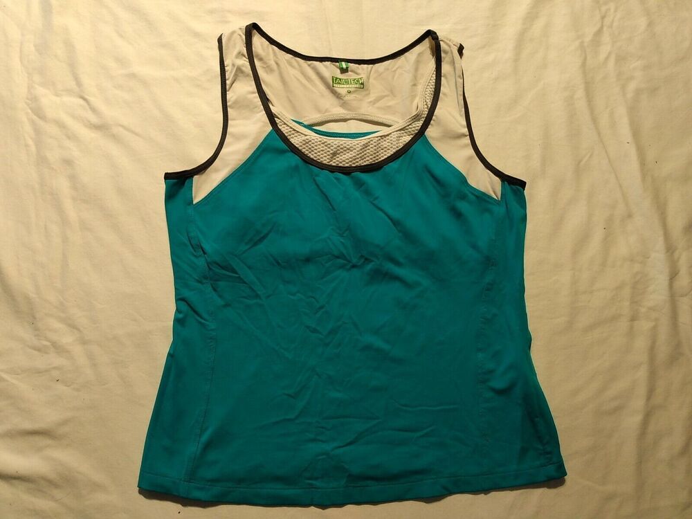 Tail Tech Womens Tank Top Size M Blue Built In Bra Keyhole Activewear Athletic